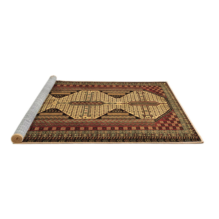 Sideview of Machine Washable Persian Brown Traditional Rug, wshtr1710brn
