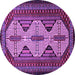 Round Machine Washable Persian Purple Traditional Area Rugs, wshtr1710pur