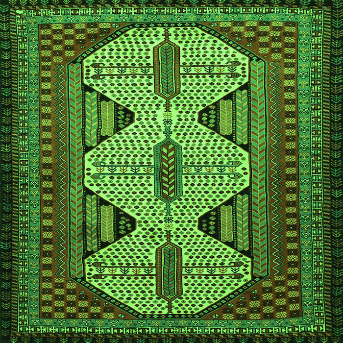 Round Machine Washable Persian Green Traditional Area Rugs, wshtr1710grn