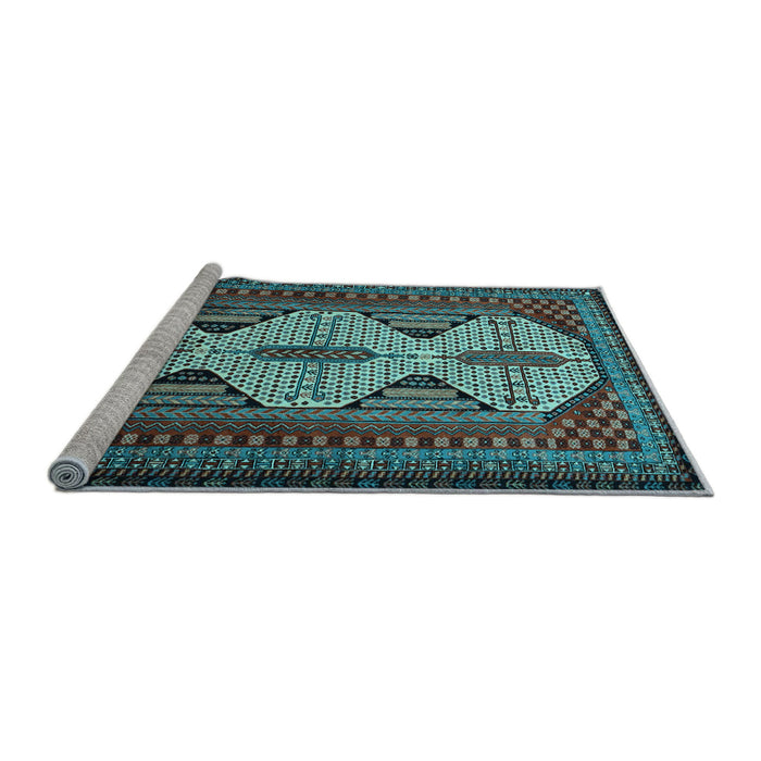 Sideview of Machine Washable Persian Light Blue Traditional Rug, wshtr1710lblu