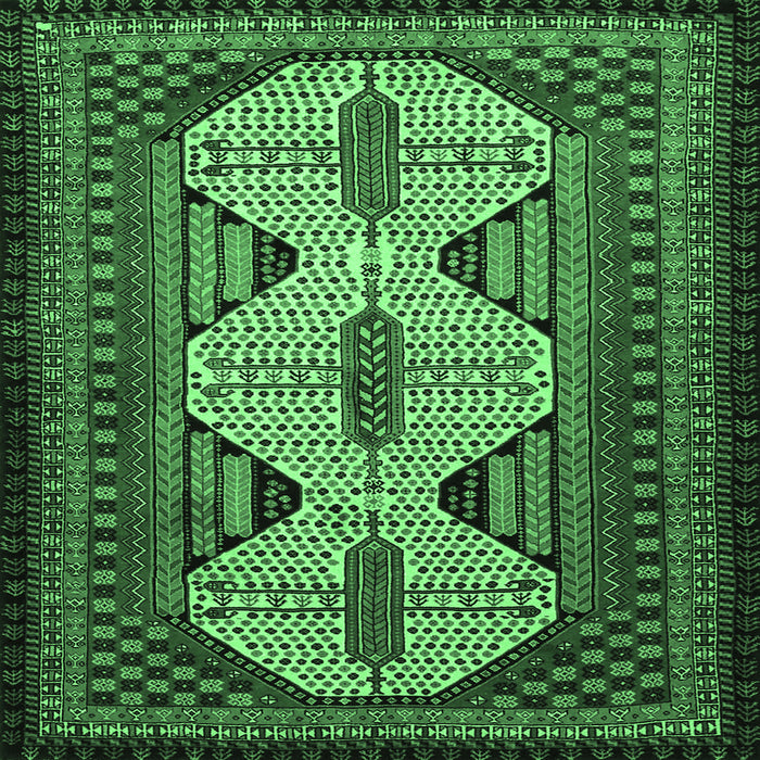 Square Persian Emerald Green Traditional Rug, tr1710emgrn