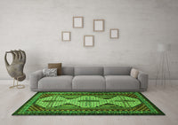 Machine Washable Persian Green Traditional Rug, wshtr1710grn