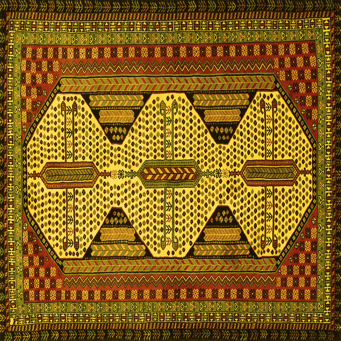 Square Machine Washable Persian Yellow Traditional Rug, wshtr1710yw