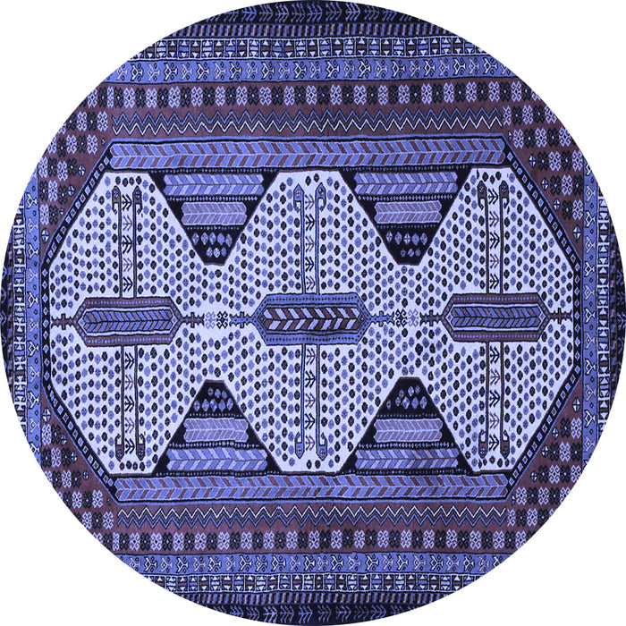 Round Machine Washable Persian Blue Traditional Rug, wshtr1710blu