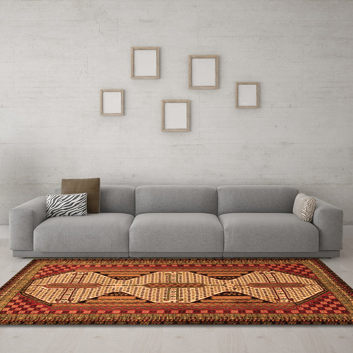 Machine Washable Persian Orange Traditional Area Rugs in a Living Room, wshtr1710org
