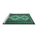 Sideview of Machine Washable Persian Turquoise Traditional Area Rugs, wshtr1710turq