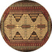 Round Persian Brown Traditional Rug, tr1710brn