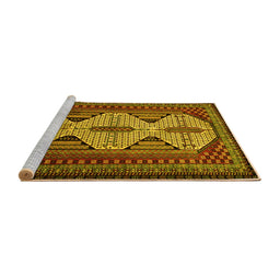 Sideview of Machine Washable Persian Yellow Traditional Rug, wshtr1710yw
