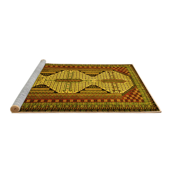 Sideview of Machine Washable Persian Yellow Traditional Rug, wshtr1710yw