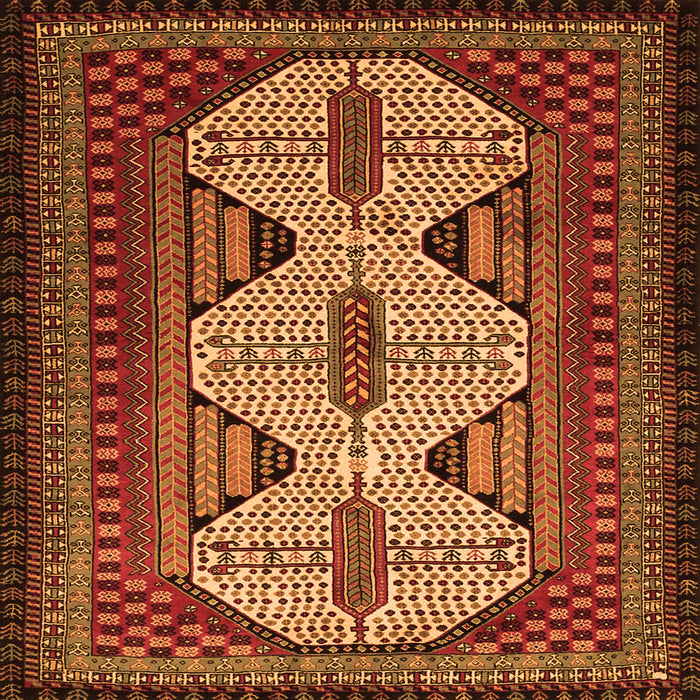 Round Machine Washable Persian Orange Traditional Area Rugs, wshtr1710org