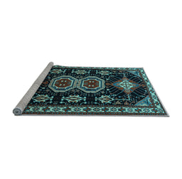Sideview of Machine Washable Persian Light Blue Traditional Rug, wshtr1711lblu