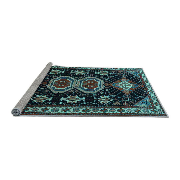 Sideview of Machine Washable Persian Light Blue Traditional Rug, wshtr1711lblu