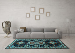 Machine Washable Persian Light Blue Traditional Rug in a Living Room, wshtr1711lblu
