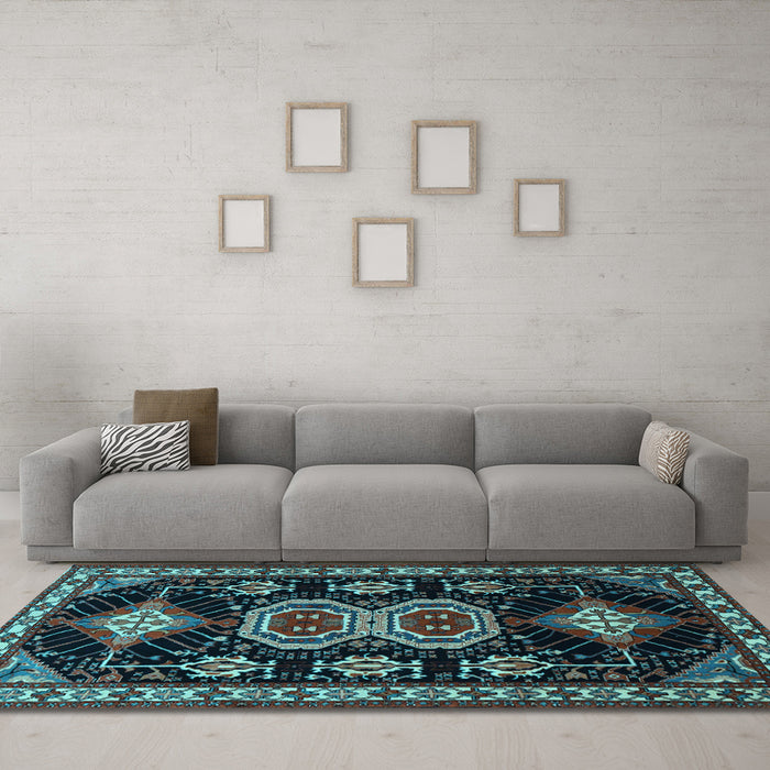 Machine Washable Persian Light Blue Traditional Rug in a Living Room, wshtr1711lblu