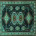 Square Machine Washable Persian Turquoise Traditional Area Rugs, wshtr1711turq