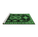 Sideview of Machine Washable Persian Emerald Green Traditional Area Rugs, wshtr1711emgrn