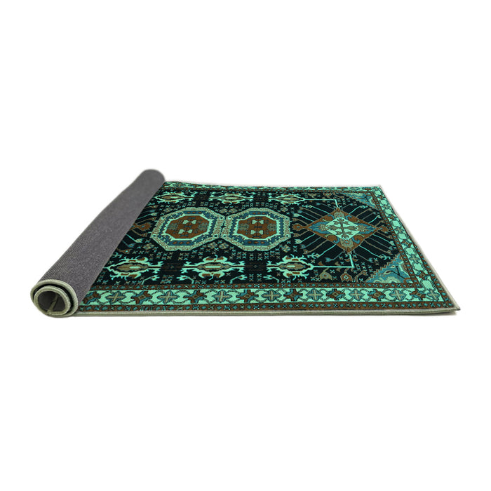 Sideview of Persian Turquoise Traditional Rug, tr1711turq