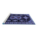 Sideview of Machine Washable Persian Blue Traditional Rug, wshtr1711blu