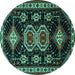 Round Machine Washable Persian Turquoise Traditional Area Rugs, wshtr1711turq