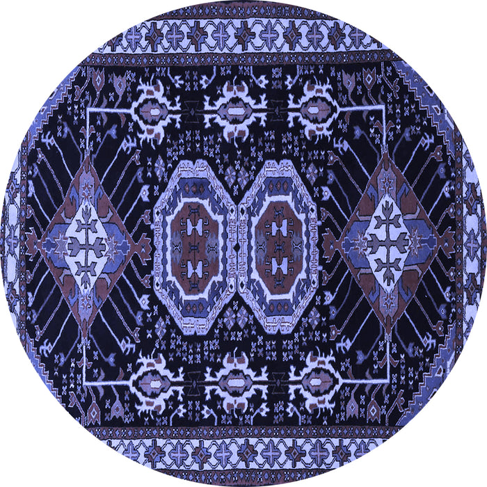 Round Machine Washable Persian Blue Traditional Rug, wshtr1711blu