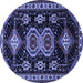 Round Machine Washable Persian Blue Traditional Rug, wshtr1711blu