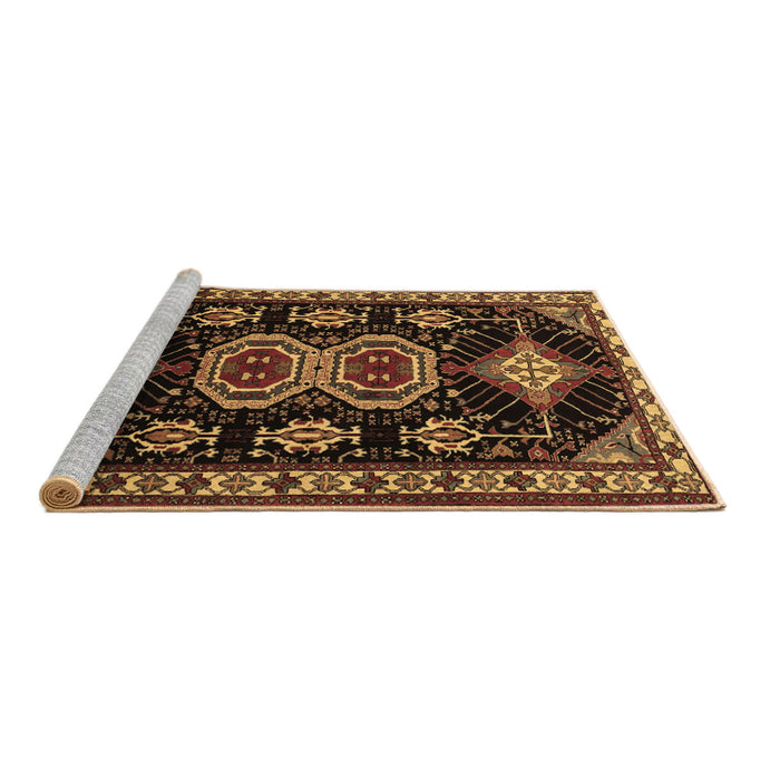 Sideview of Machine Washable Persian Brown Traditional Rug, wshtr1711brn