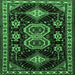 Square Machine Washable Persian Emerald Green Traditional Area Rugs, wshtr1711emgrn