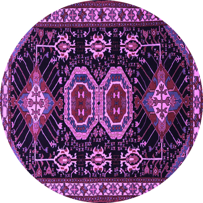 Round Persian Purple Traditional Rug, tr1711pur