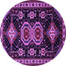 Round Machine Washable Persian Purple Traditional Area Rugs, wshtr1711pur