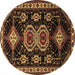 Round Persian Brown Traditional Rug, tr1711brn