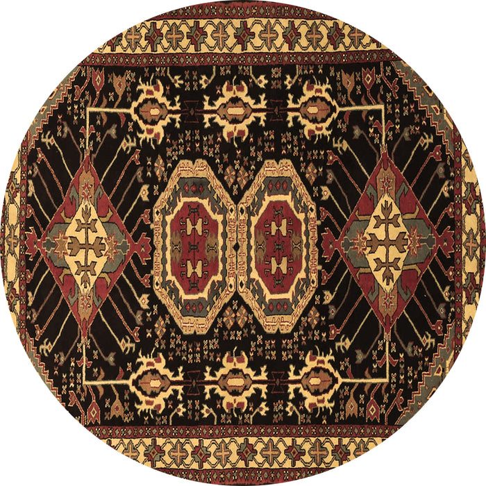 Round Machine Washable Persian Brown Traditional Rug, wshtr1711brn