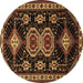 Round Machine Washable Persian Brown Traditional Rug, wshtr1711brn