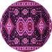 Round Machine Washable Persian Pink Traditional Rug, wshtr1711pnk