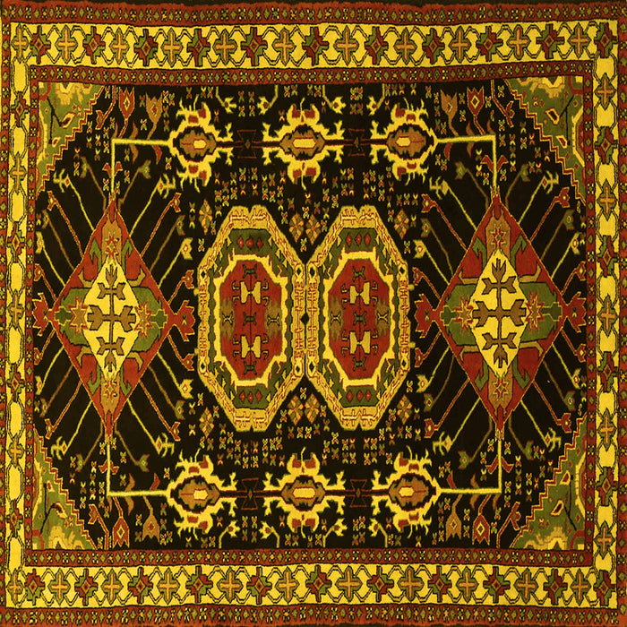 Square Machine Washable Persian Yellow Traditional Rug, wshtr1711yw