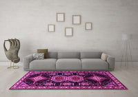 Machine Washable Persian Pink Traditional Rug, wshtr1711pnk