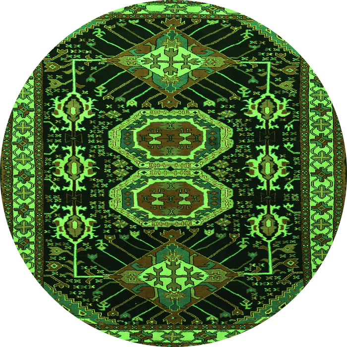 Square Persian Green Traditional Rug, tr1711grn