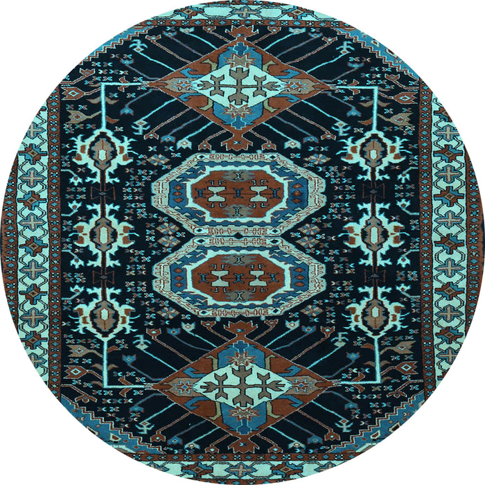 Round Machine Washable Persian Light Blue Traditional Rug, wshtr1711lblu
