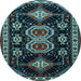 Round Machine Washable Persian Light Blue Traditional Rug, wshtr1711lblu