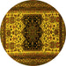 Round Persian Yellow Traditional Rug, tr1712yw