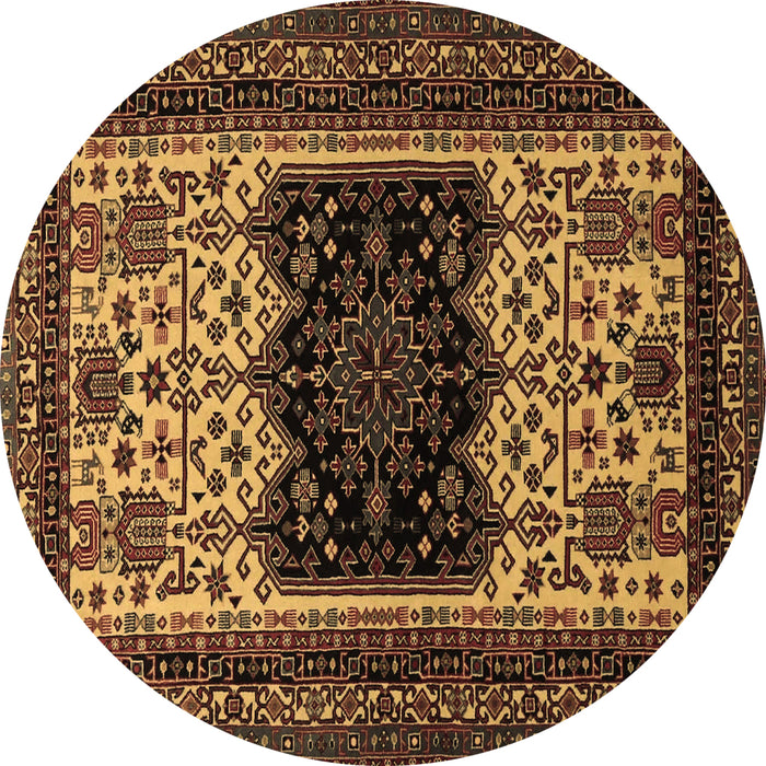 Round Persian Brown Traditional Rug, tr1712brn