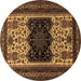 Round Persian Brown Traditional Rug, tr1712brn