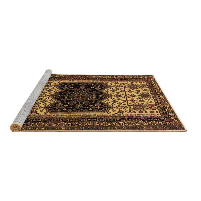 Sideview of Machine Washable Persian Brown Traditional Rug, wshtr1712brn