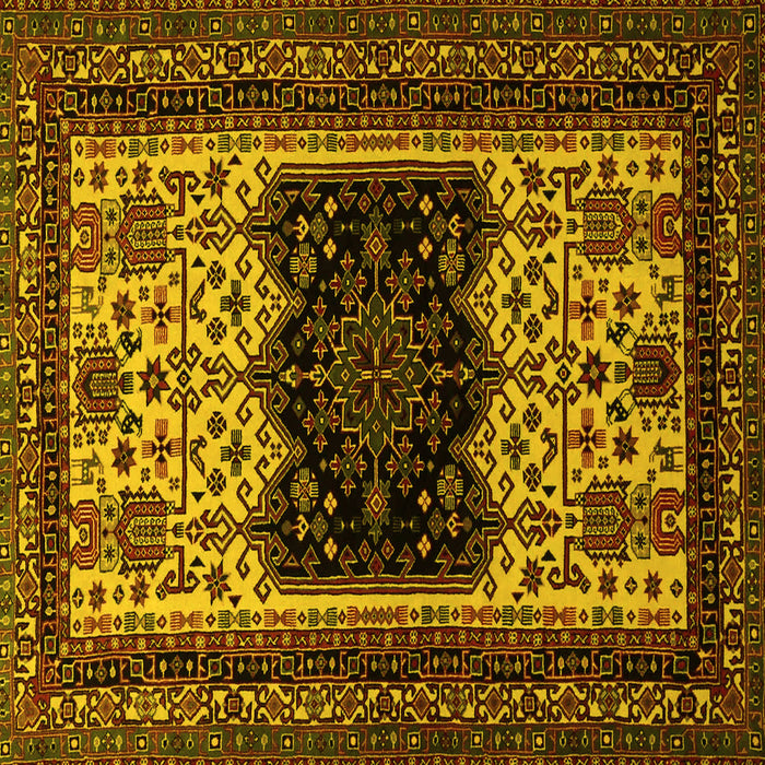 Square Persian Yellow Traditional Rug, tr1712yw