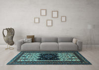 Machine Washable Persian Light Blue Traditional Rug, wshtr1712lblu