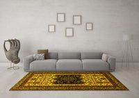 Machine Washable Persian Yellow Traditional Rug, wshtr1712yw