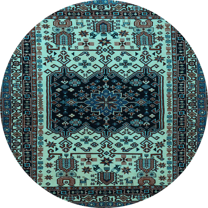 Round Persian Light Blue Traditional Rug, tr1712lblu