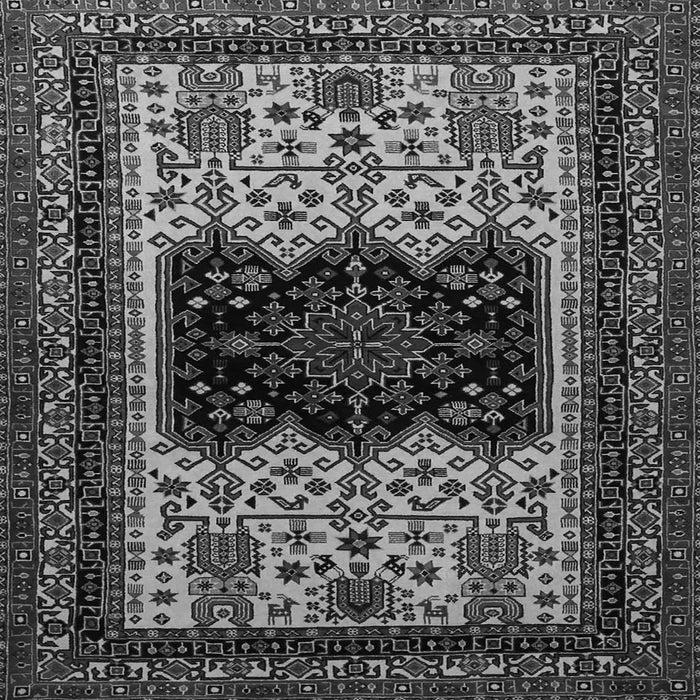 Round Machine Washable Persian Gray Traditional Rug, wshtr1712gry