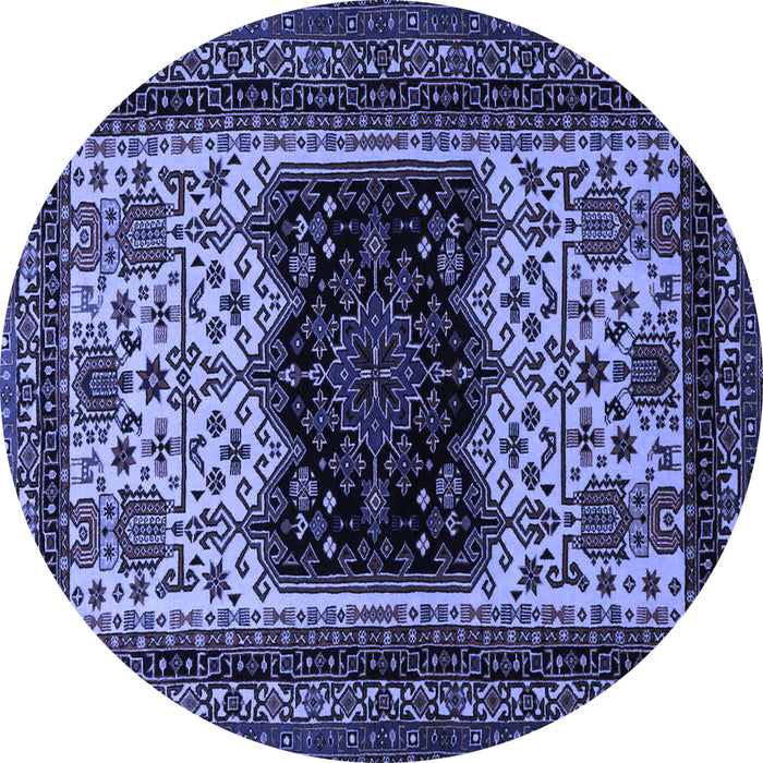 Round Machine Washable Persian Blue Traditional Rug, wshtr1712blu