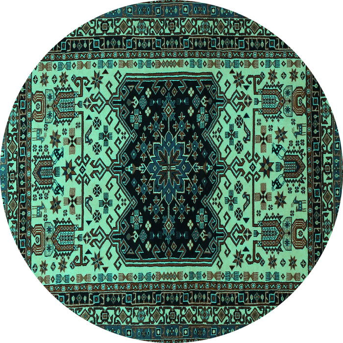 Round Persian Turquoise Traditional Rug, tr1712turq