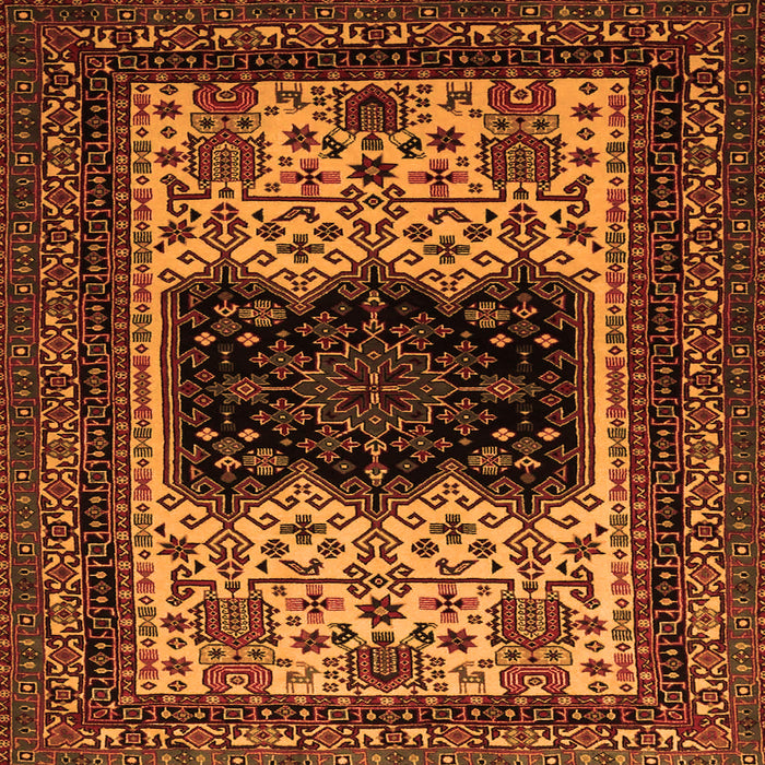 Round Machine Washable Persian Orange Traditional Area Rugs, wshtr1712org